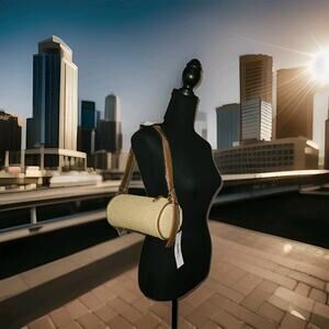 NWT! The Drop womens Straw Miri Barrel Handbag 9x4